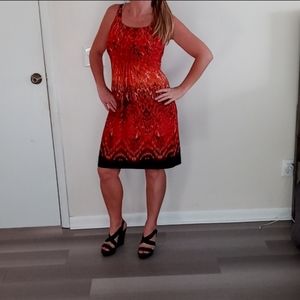 Cute Orange & Black Midi Sundress